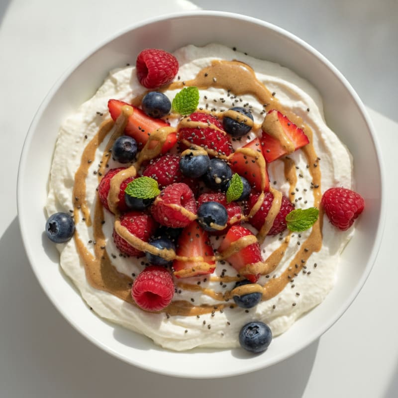 Silky Greek Yogurt Protein Pudding with Berries