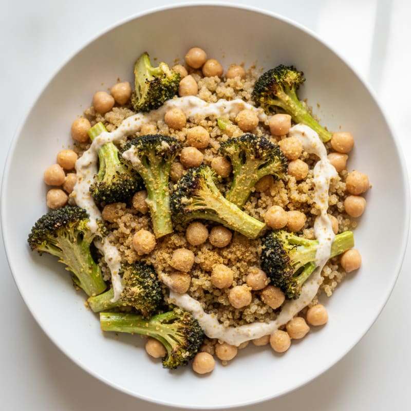 Creamy Chickpea and Quinoa Bowl with Roasted Broccoli