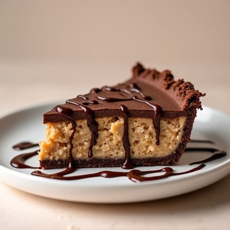 No-Bake Dark Chocolate Peanut Butter Protein Pie
