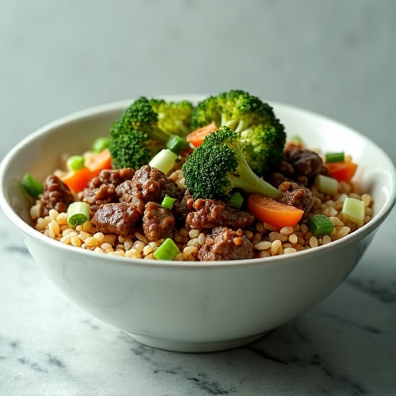 Garlic-Ginger Lean Beef and Crisp Broccoli Rice Bowl