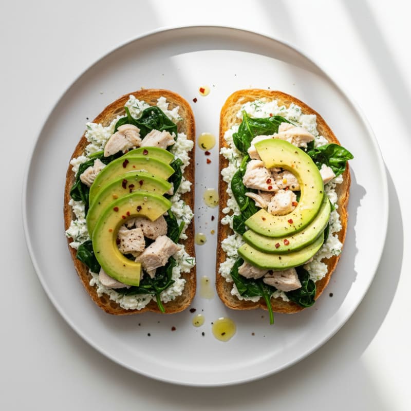 Spinach and Avocado Toast with Herbed Cottage Cheese