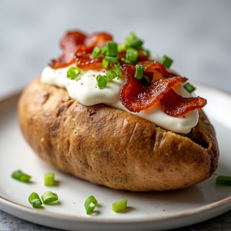 Crispy Turkey Bacon and Creamy Greek Yogurt Stuffed Baked Potatoes