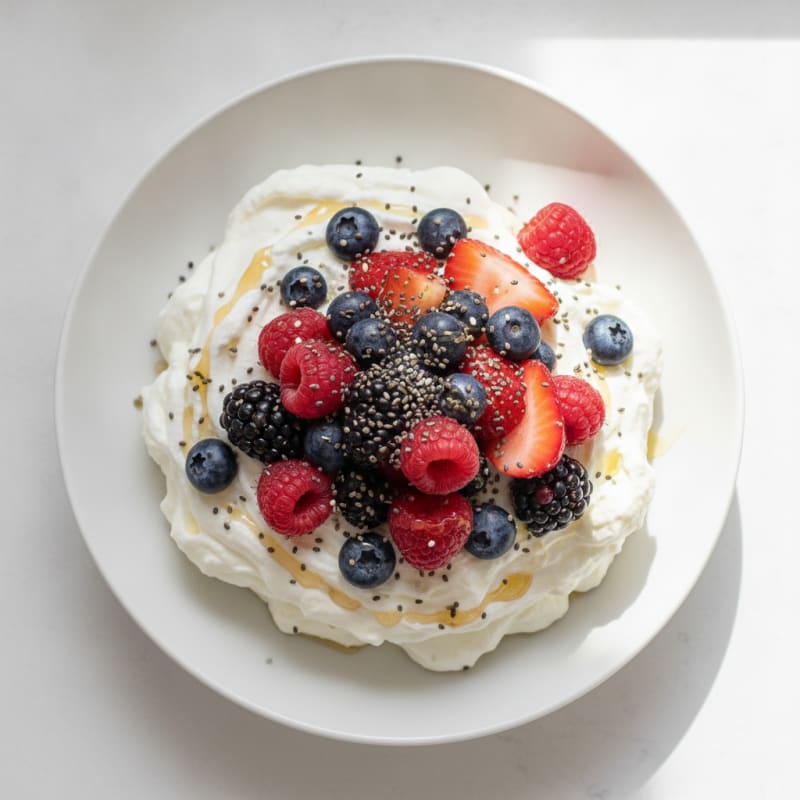 Greek Yogurt Protein Mousse with Mixed Berries