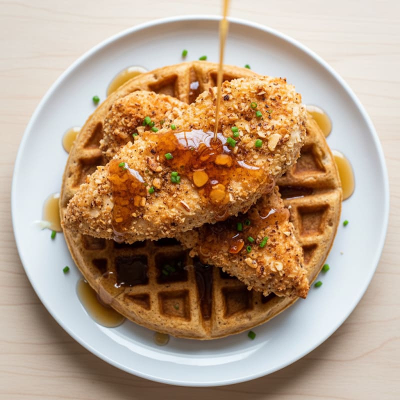 Golden Crispy Chicken and Waffles
