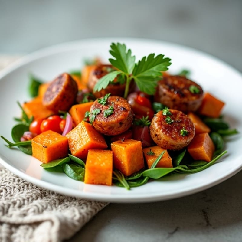 Crispy Sweet Potato and Chicken Sausage Hash with Fresh Herbs
