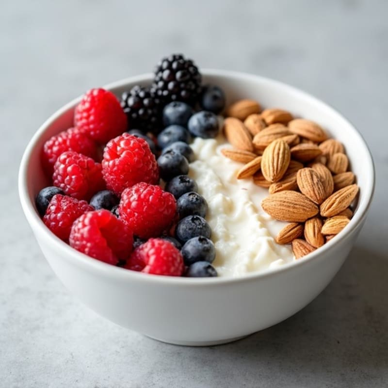 Cottage Cheese and Berry Protein Bowl with Almonds