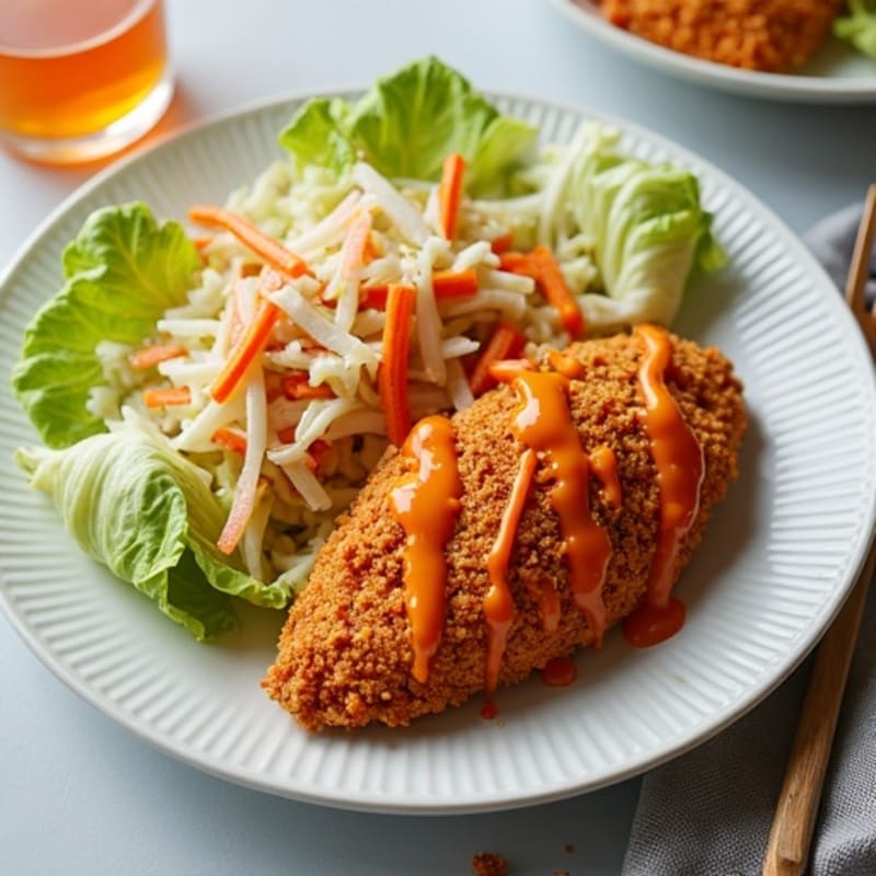 Crispy Baked Buffalo Chicken with Ranch Slaw