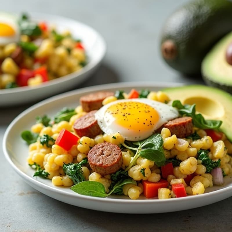 Egg White Veggie Scramble with Turkey Sausage