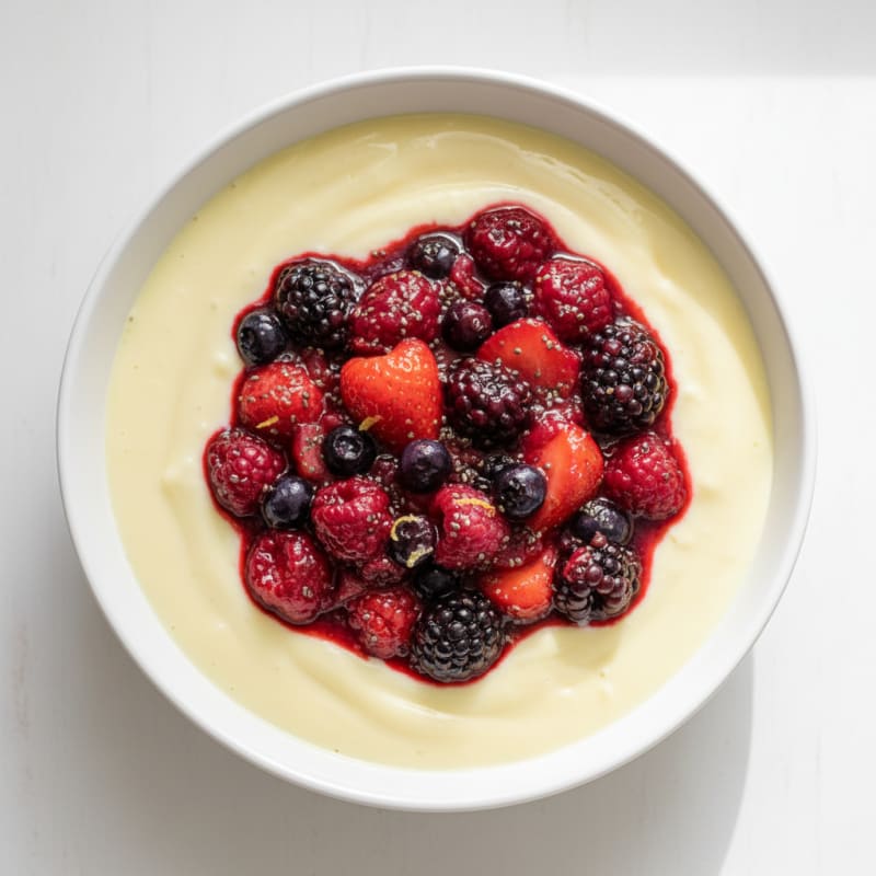 Silken Vegan Custard with Berry Compote
