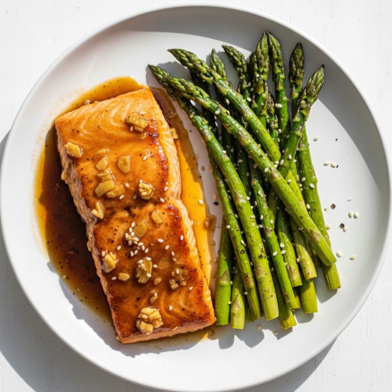 Golden Teriyaki-Glazed Salmon with Roasted Asparagus