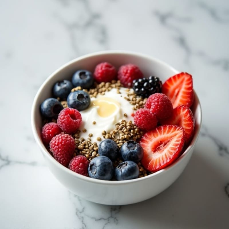 Creamy Greek Yogurt Bowl with Fresh Berries and Crunchy Seeds