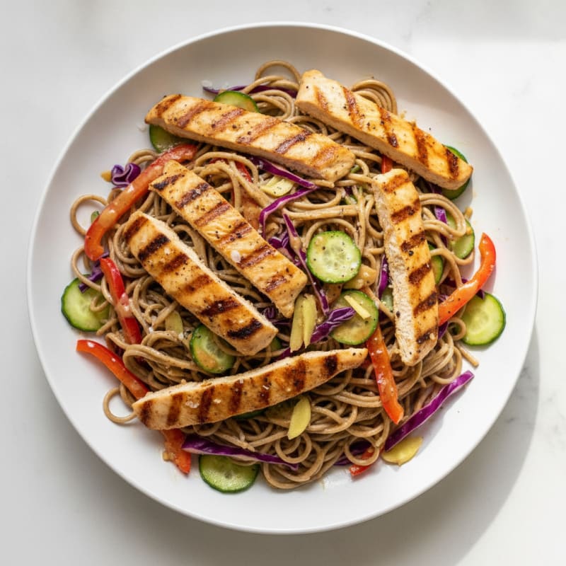 Peanut Noodle Salad with Grilled Chicken