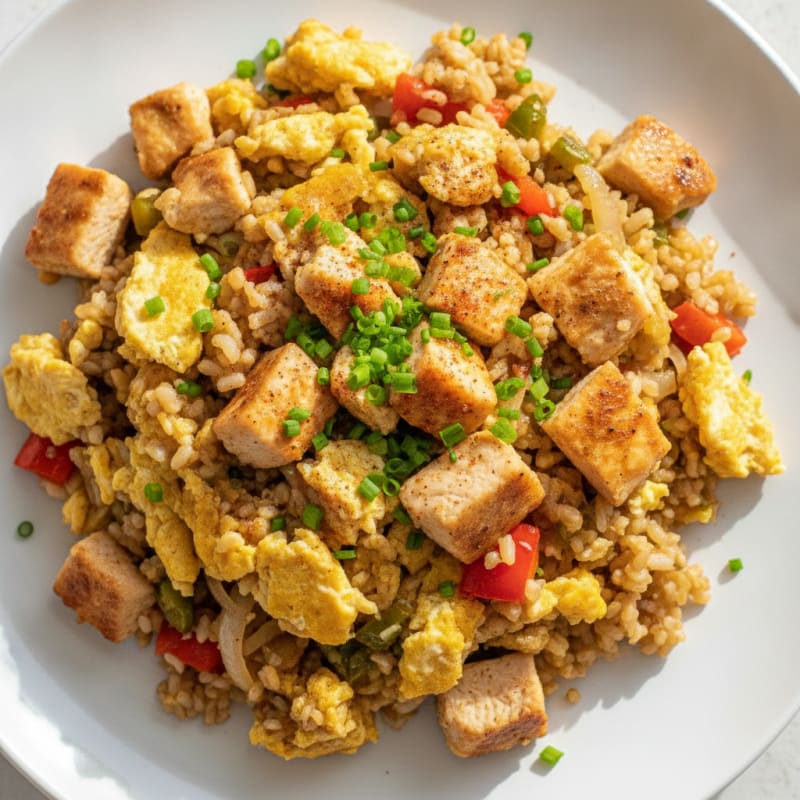Egg and Chicken Vegetable Scramble