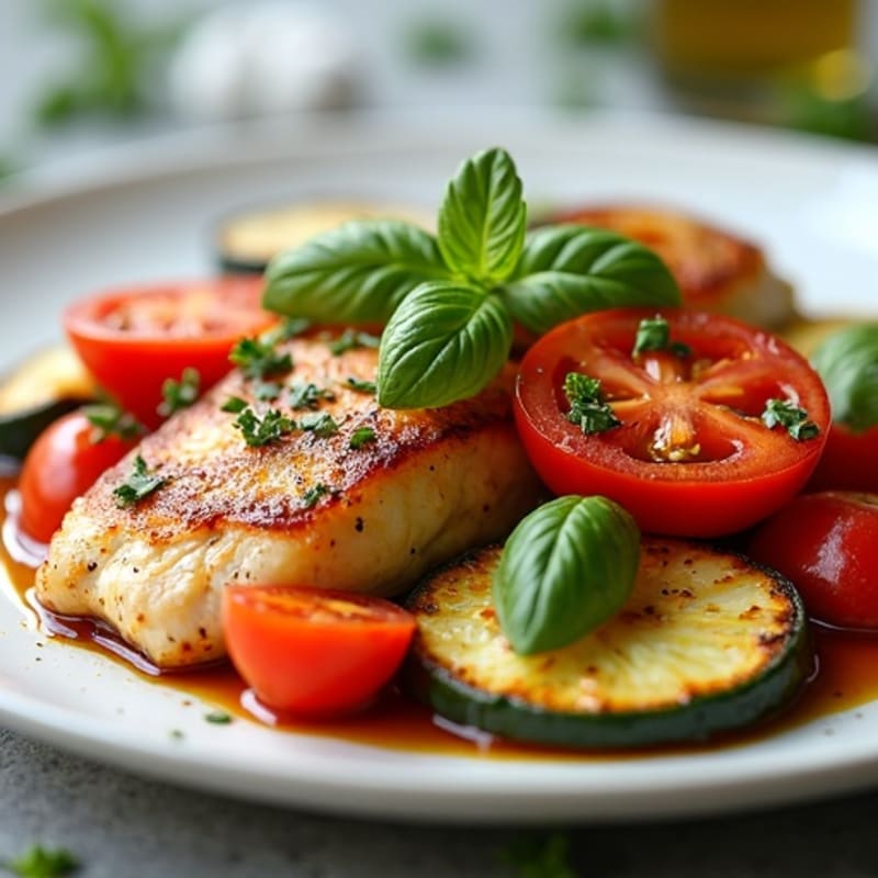 Fresh Tomato and Basil Chicken with Roasted Zucchini