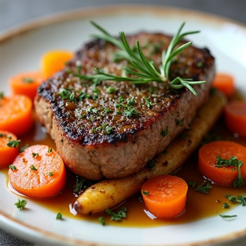 Herb-Crusted Sirloin Steak with Roasted Root Vegetables