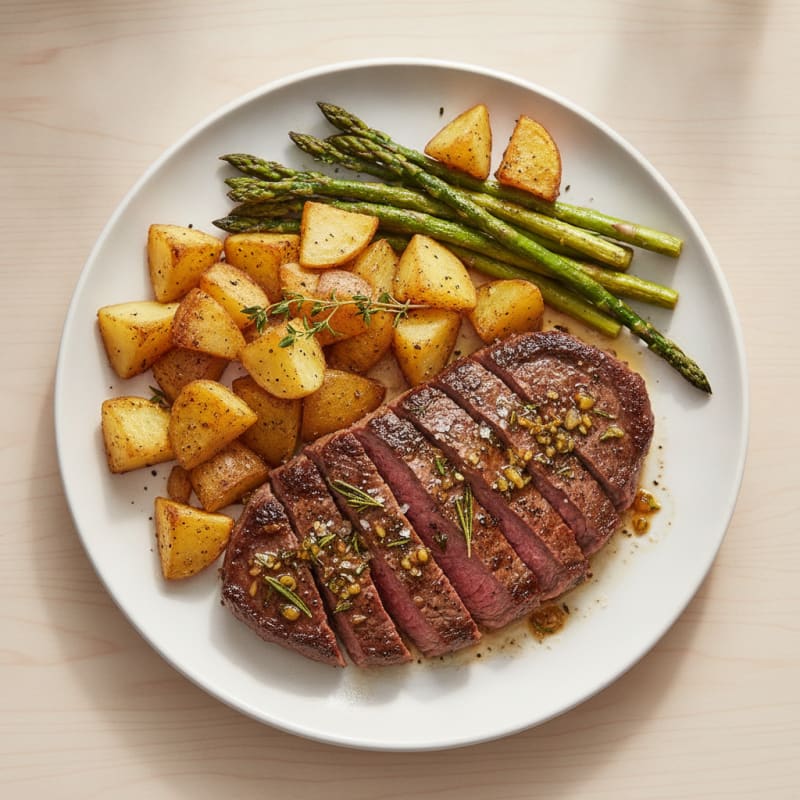 Garlic Herb Steak with Roasted Potatoes
