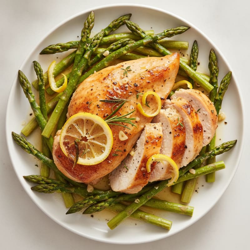 Lemon Herb Roasted Chicken with Asparagus