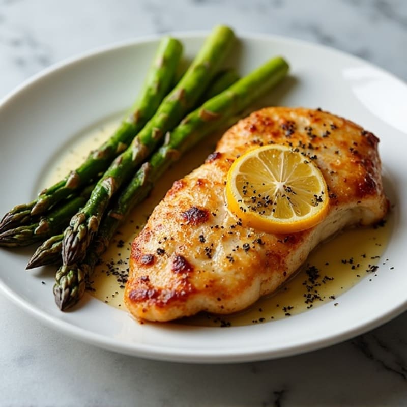 Crispy Lemon Garlic Sheet Pan Chicken and Steak with Roasted Asparagus