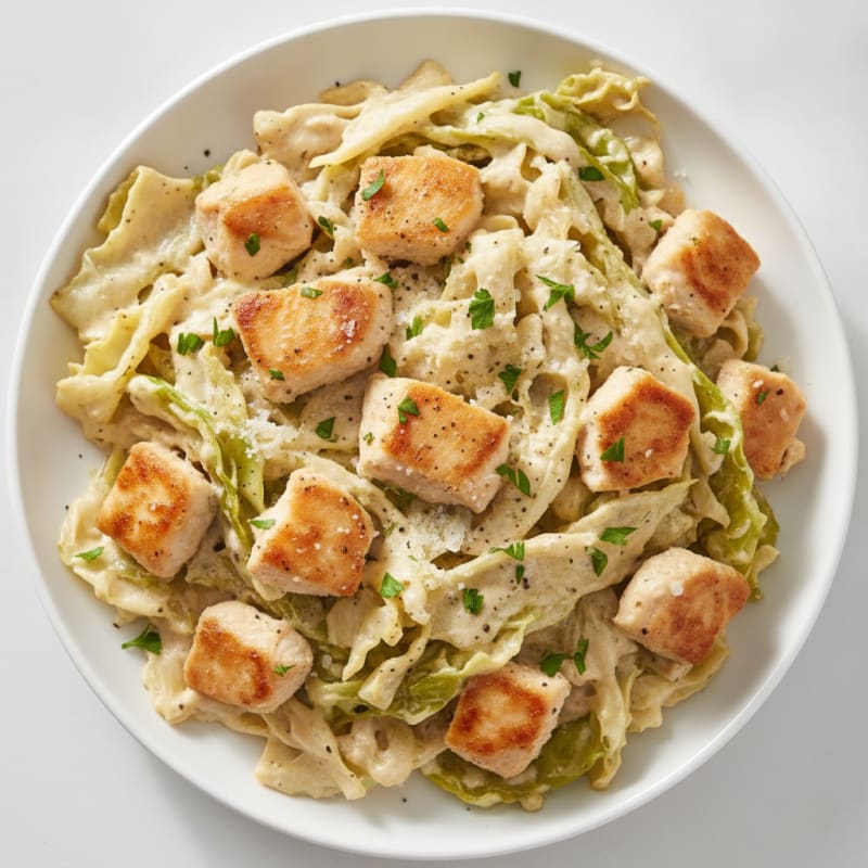 Chicken Alfredo with Roasted Cabbage