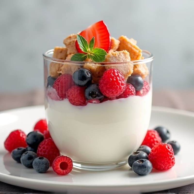Greek Yogurt Protein Parfait with Chopped Chicken and Berries