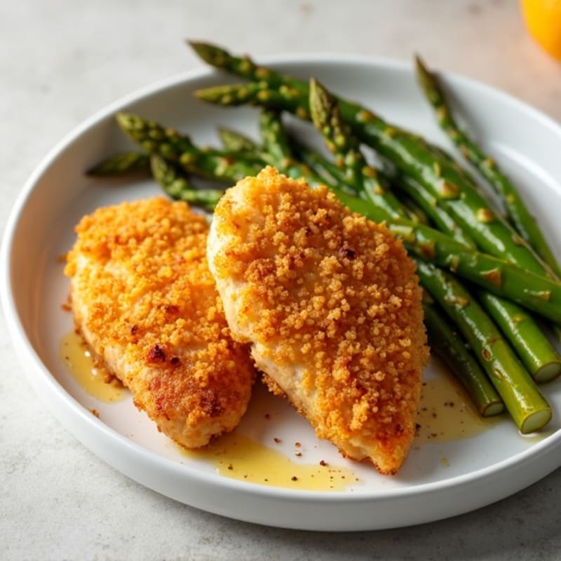 Crispy Baked Orange Chicken with Roasted Asparagus