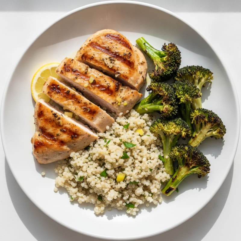 Grilled Turkey Breast with Quinoa and Roasted Broccoli