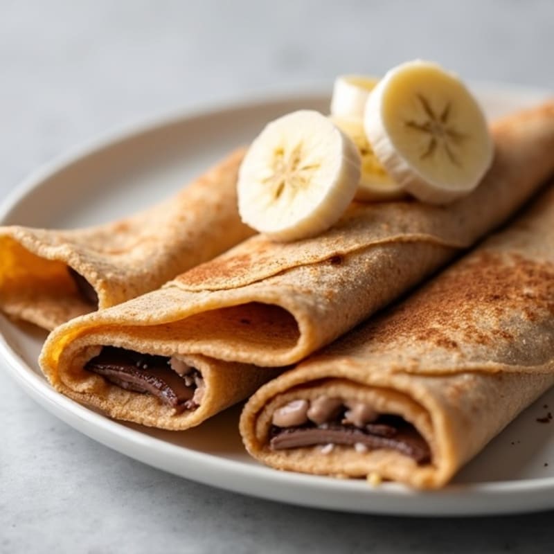 Whole Wheat Banana-Stuffed Crepes with Creamy Chocolate-Hazelnut Filling