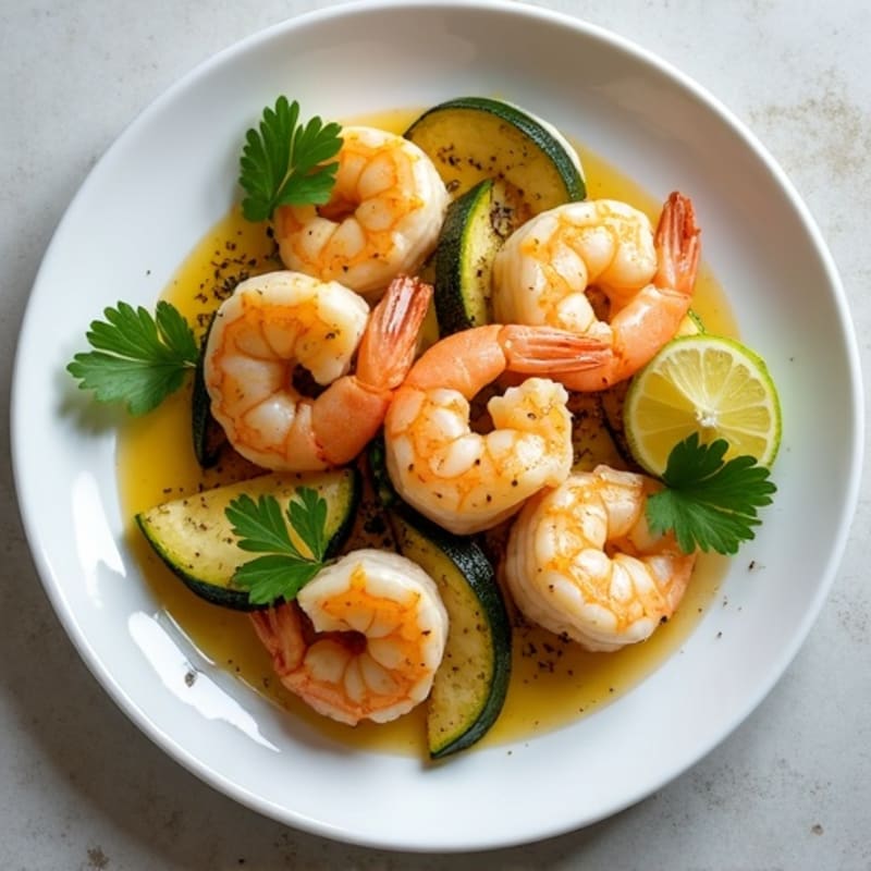 Lemon-Garlic Butter Shrimp with Herb-Roasted Zucchini