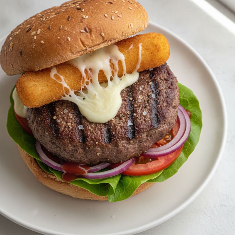 Mozzarella Stick Beef Burger