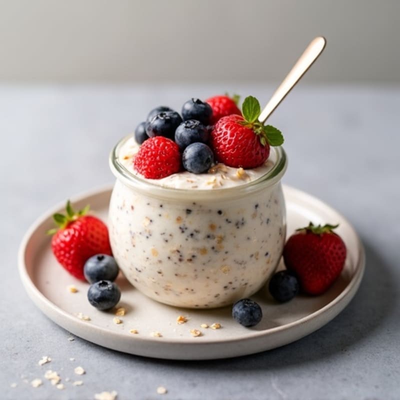 Creamy Protein Overnight Oats with Fresh Berries