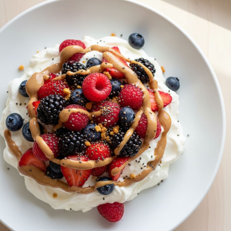 Greek Yogurt Protein Mousse with Mixed Berries