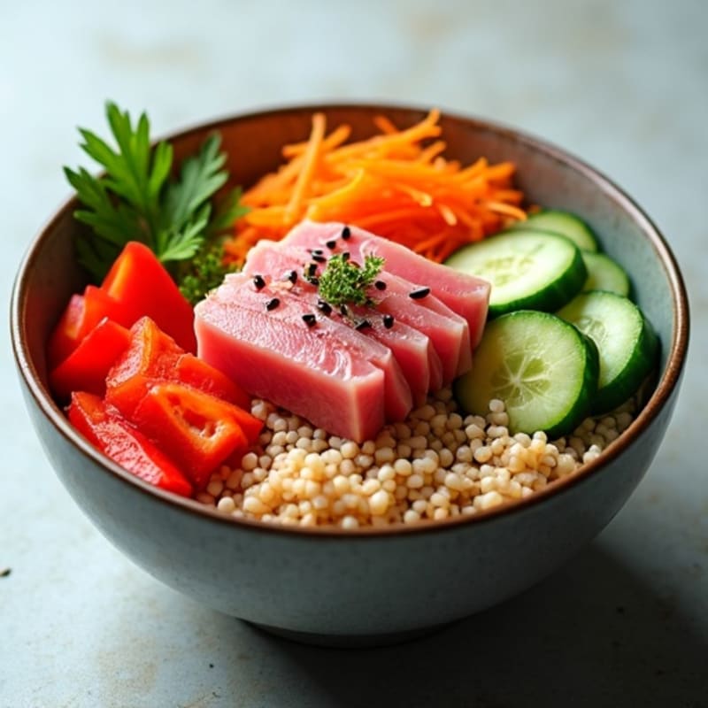 Fresh Tuna and Rice Bowl with Crunchy Vegetables