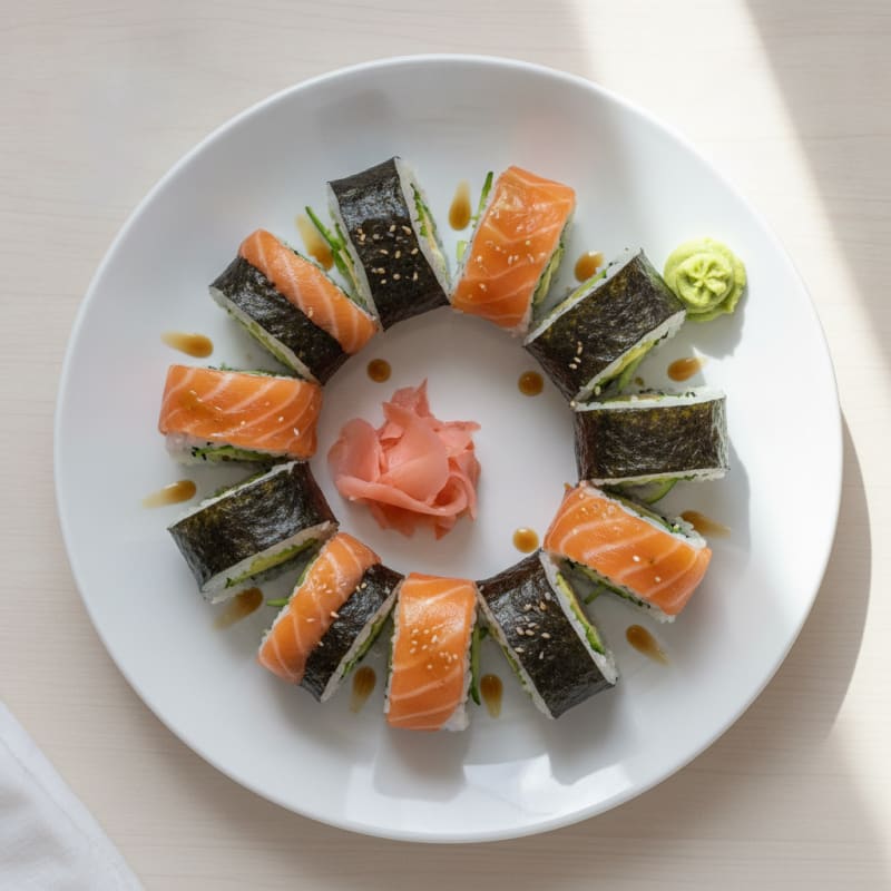 Fresh Salmon & Avocado Sushi Rolls
