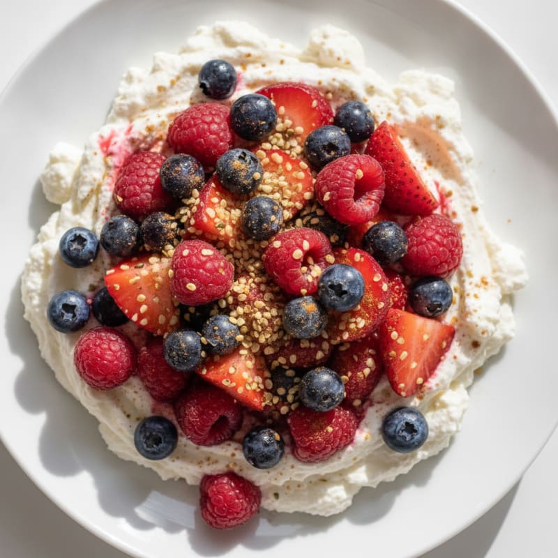 Greek Yogurt and Cottage Cheese Whip with Mixed Berries