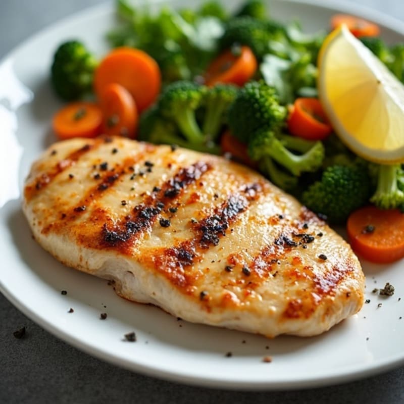 Seared Chicken Breast with Roasted Broccoli and Carrots