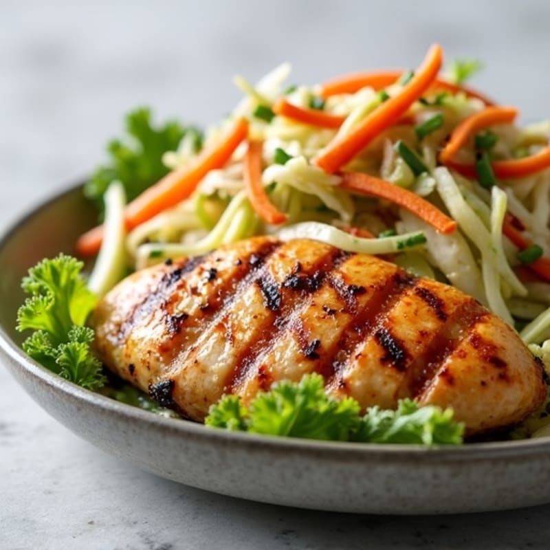 Grilled Chicken Breast with Crunchy Cabbage Slaw