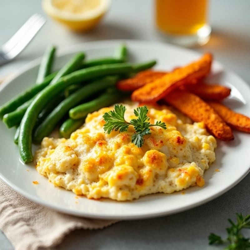 Egg White and Chicken Breast Scramble with Steamed Green Beans