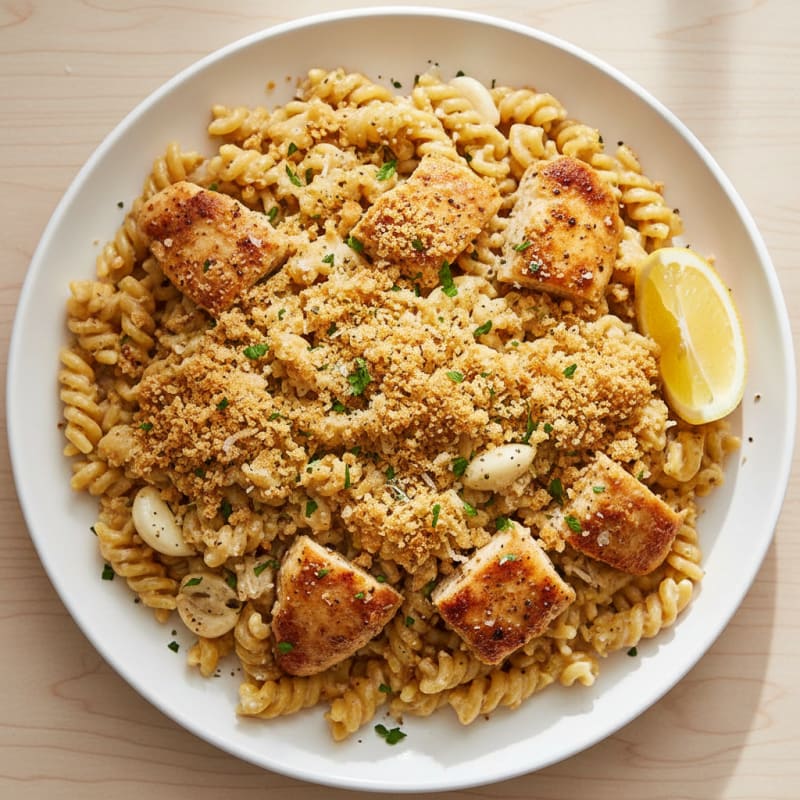 Garlic Parmesan Pasta with Toasted Breadcrumbs