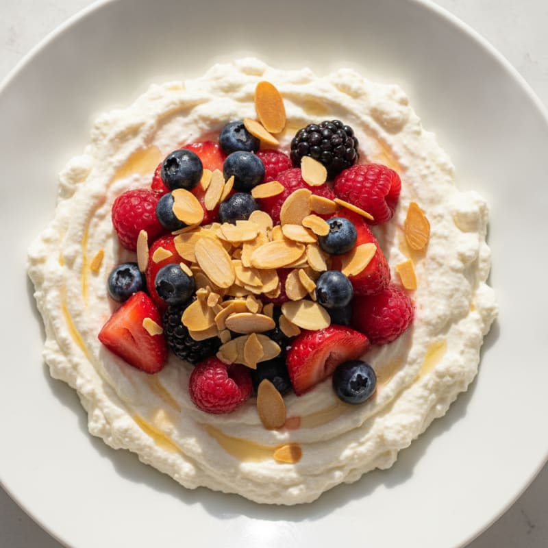 Silky Cottage Cheese Protein Mousse with Mixed Berries