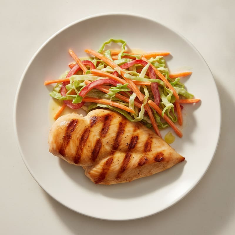 Grilled Chicken Breast with Crunchy Vegetable Slaw