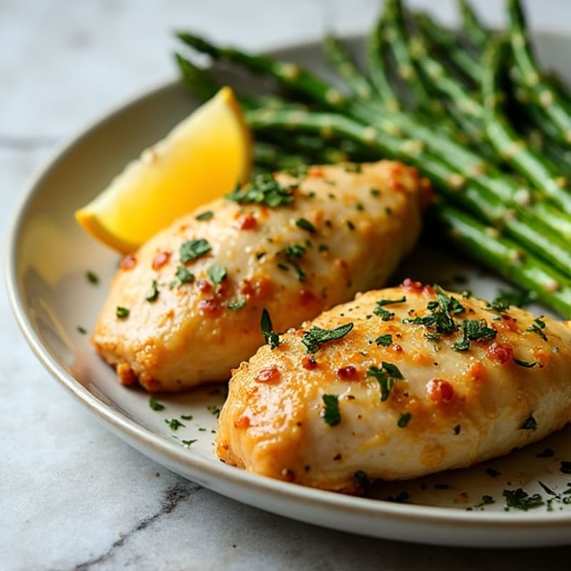 Sheet Pan Lemon Herb Roasted Chicken and Crispy Asparagus