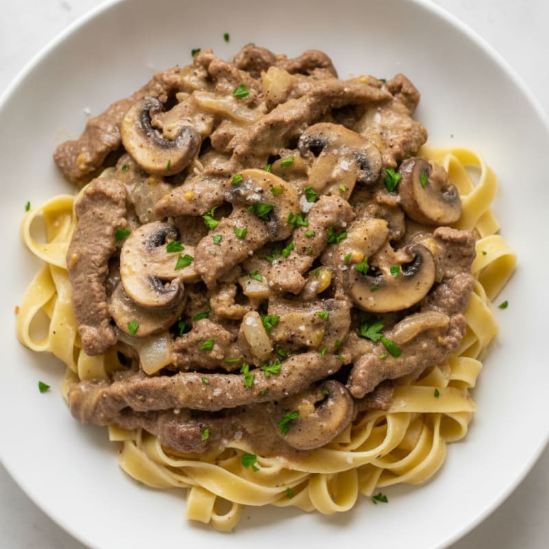 Classic Beef Stroganoff with Egg Noodles