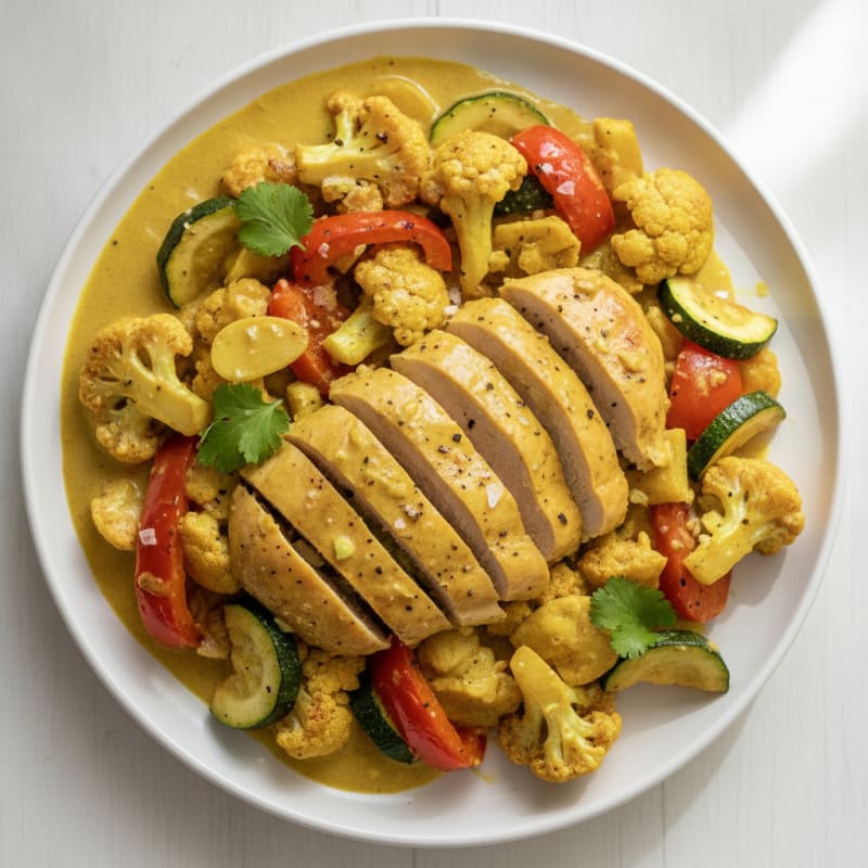 Curry Chicken with Roasted Vegetables