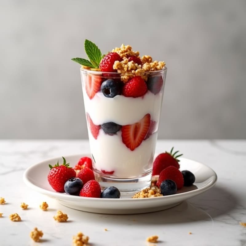 Creamy Greek Yogurt Parfait with Mixed Berries and Protein Granola