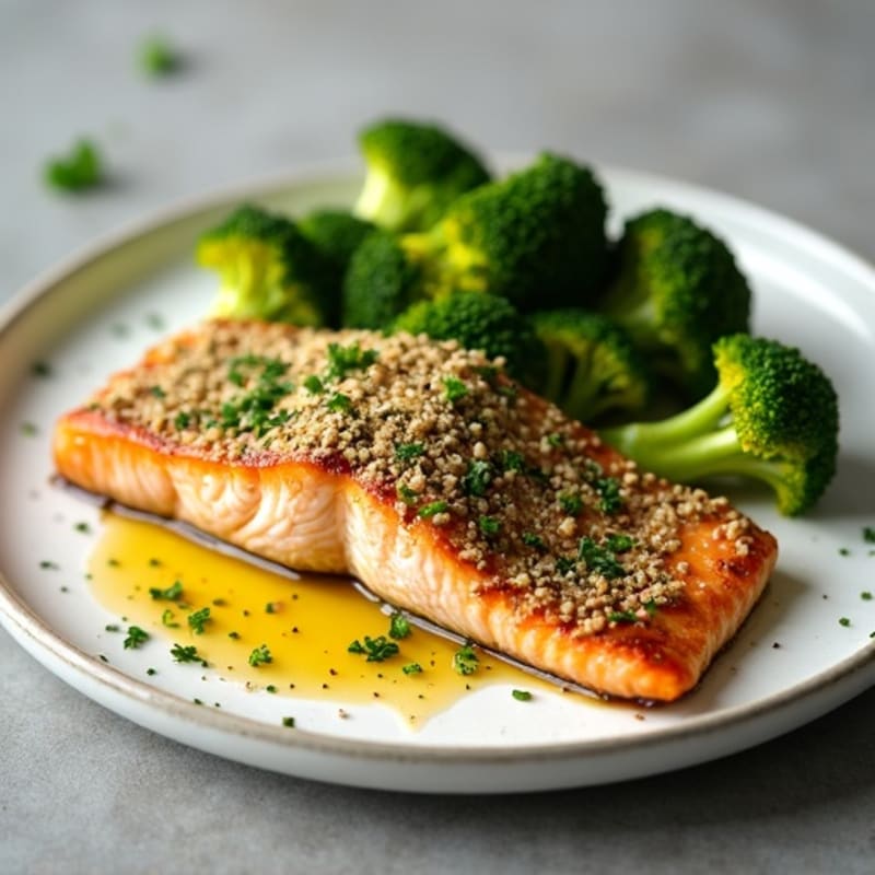 Herb-Crusted Salmon with Roasted Broccoli
