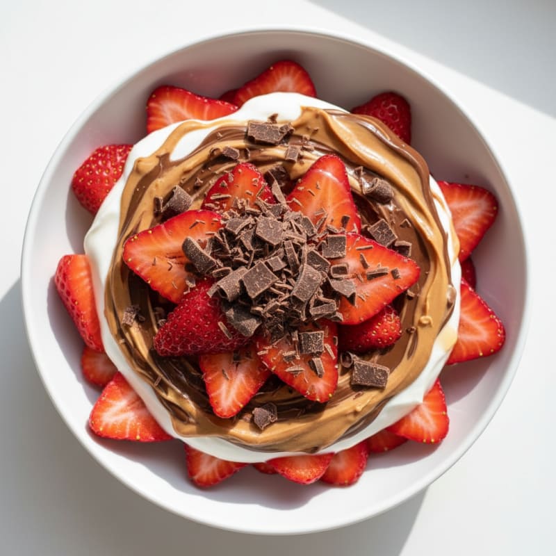 Chocolate Peanut Butter Protein Yogurt Parfait with Strawberries
