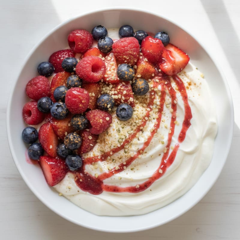 Silky Greek Yogurt Protein Pudding with Mixed Berries