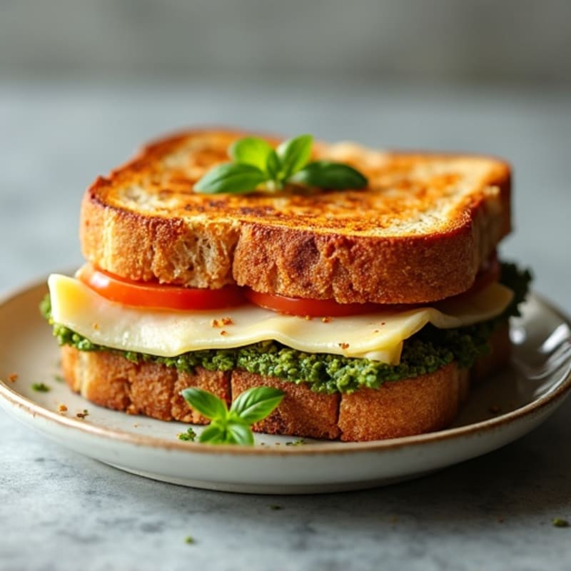 Crispy Grilled Turkey Pesto Sandwich