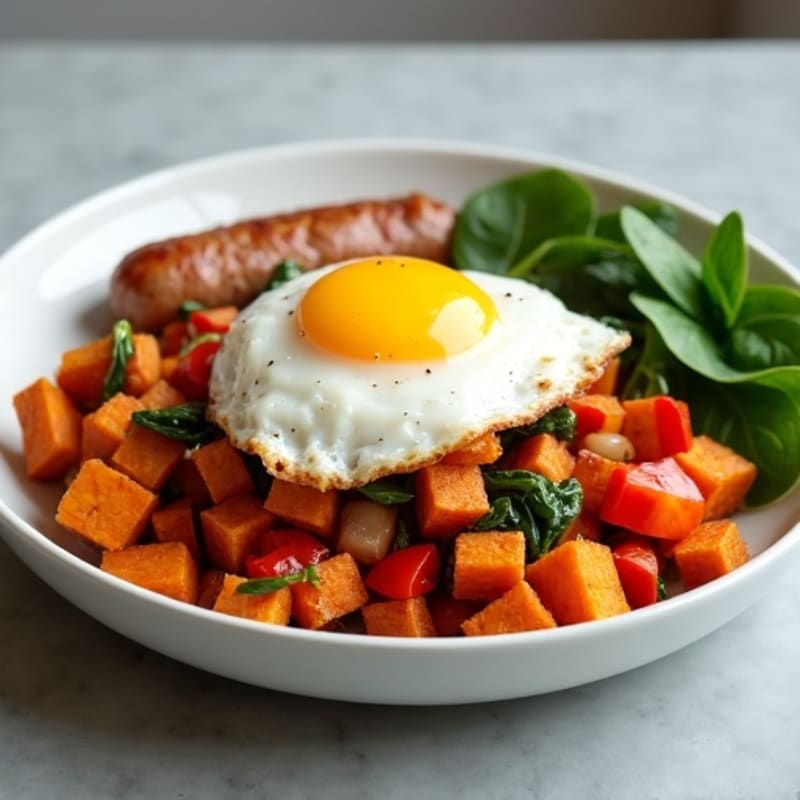 Crispy Sweet Potato Hash with Fried Egg