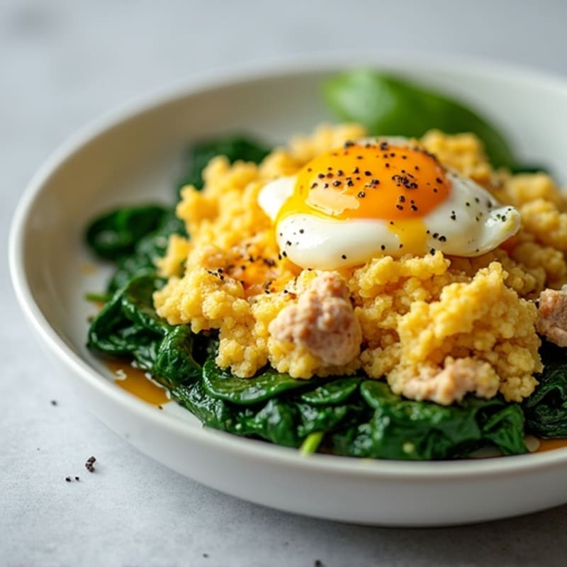 Cottage Cheese Scramble with Spinach and Smoked Turkey